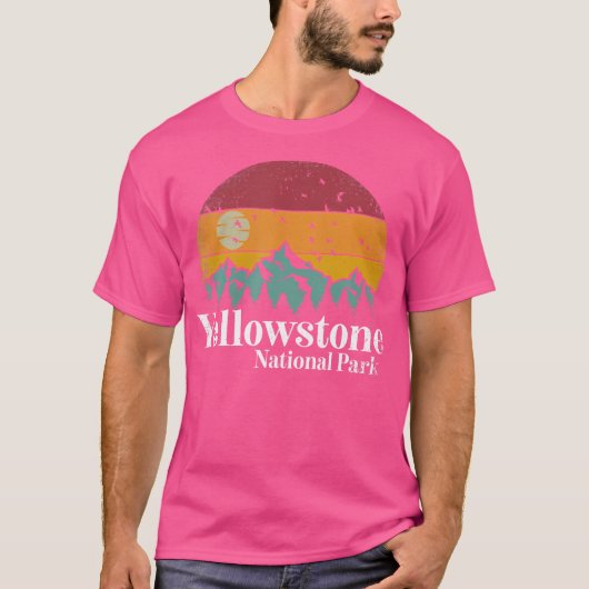 Yellowstone National Park Mountains Retro Hiking C T-shirt (Voorkant)