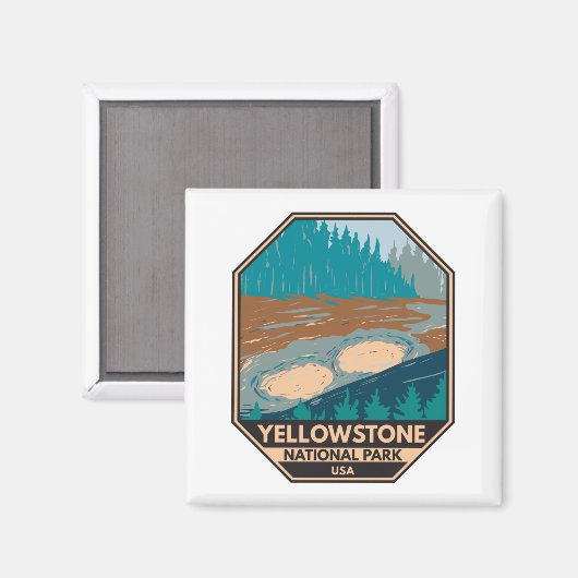 Yellowstone National Park Mud Volcano  Magneet (Voorkant / Achterkant)