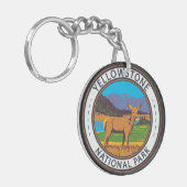 Yellowstone National Park Mule Deer Circle Sleutelhanger (Voorkant Links)