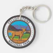Yellowstone National Park Mule Deer Circle Sleutelhanger (Achterkant)