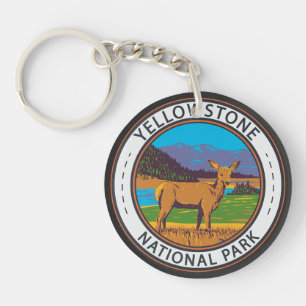 Yellowstone National Park Mule Deer Circle Sleutelhanger