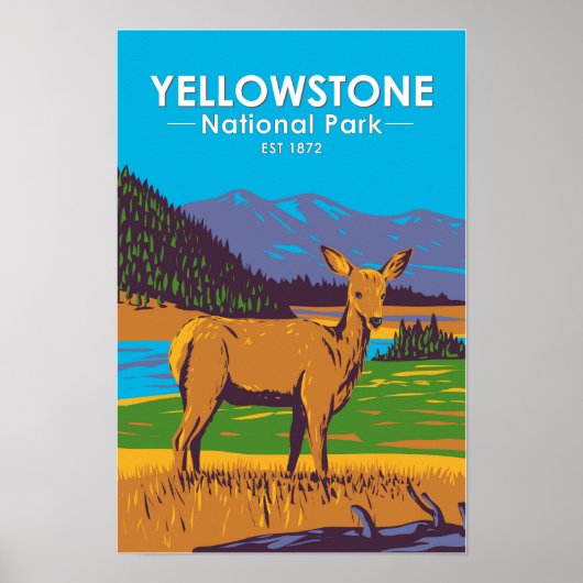 Yellowstone National Park Mule Deer Poster (Voorkant)