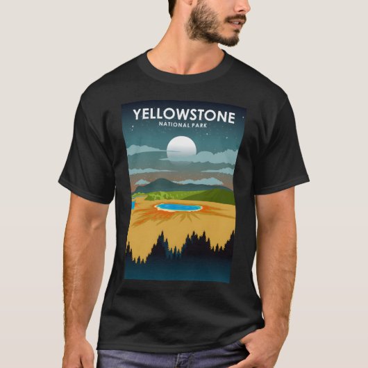 Yellowstone National Park Night Sky Stars Reizen P T-shirt (Voorkant)