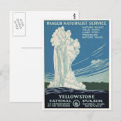 Yellowstone National Park Old Faithful 1938 Briefkaart (Voorkant / Achterkant)