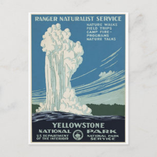Yellowstone National Park Old Faithful 1938 Briefkaart