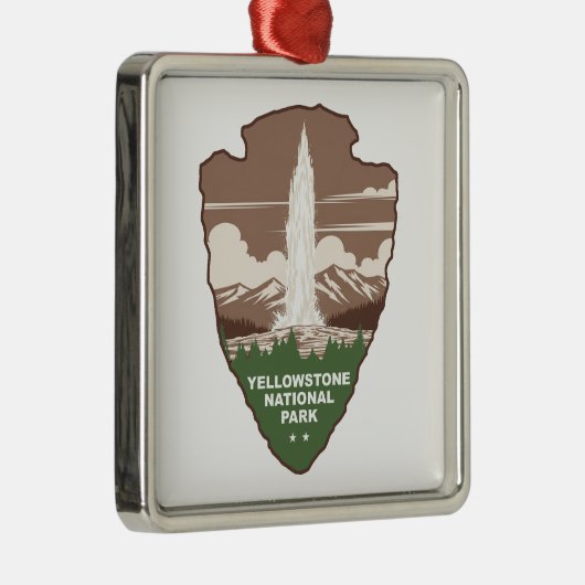 Yellowstone National Park Old Faithful Arrowhead Metalen Ornament (Rechts)