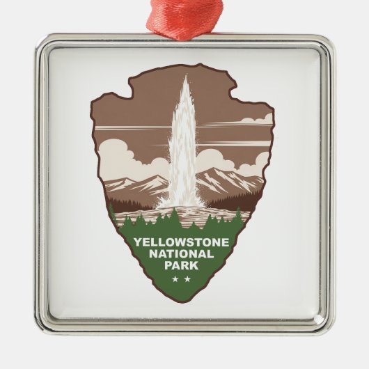 Yellowstone National Park Old Faithful Arrowhead Metalen Ornament (Voorkant)