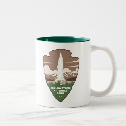Yellowstone National Park Old Faithful Arrowhead Tweekleurige Koffiemok (Rechts)