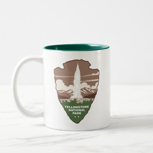 Yellowstone National Park Old Faithful Arrowhead Tweekleurige Koffiemok (Links)