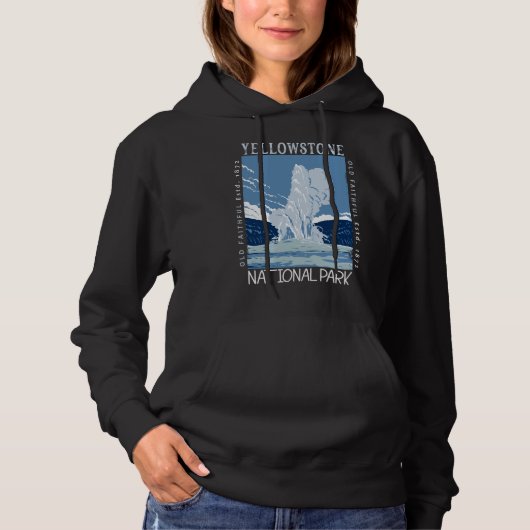 Yellowstone National Park Old Faithful Distful Hoodie (Voorkant)