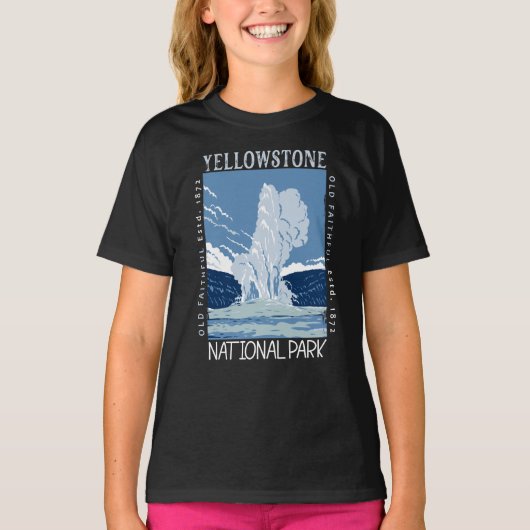Yellowstone National Park Old Faithful Distful T-shirt (Voorkant)