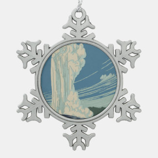 Yellowstone National Park Old Faithful Tin Sneeuwvlok Ornament