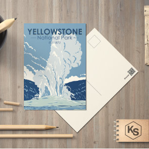 Yellowstone National Park Old Faithful Vintage Briefkaart