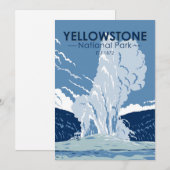 Yellowstone National Park Old Faithful Vintage Feestdagenkaart (Voorkant / Achterkant)