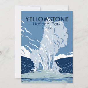 Yellowstone National Park Old Faithful Vintage Feestdagenkaart