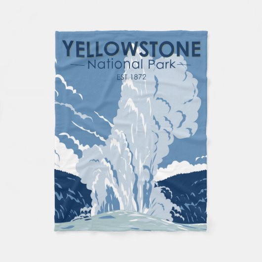 Yellowstone National Park Old Faithful Vintage Fleece Deken (Voorkant)