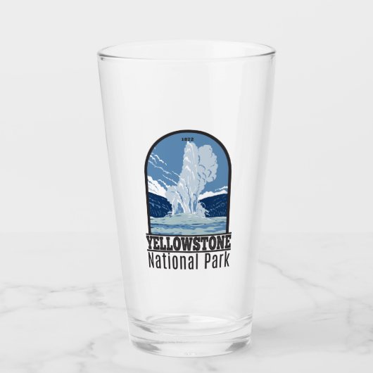 Yellowstone National Park Old Faithful Vintage Glas (Voorkant)