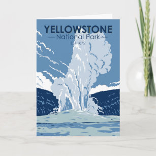 Yellowstone National Park Old Faithful Vintage Kaart