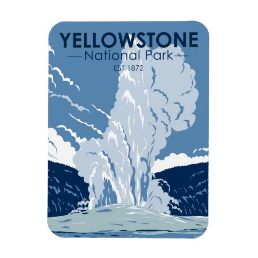 Yellowstone National Park Old Faithful Vintage Magneet (Verticaal)