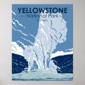 Yellowstone National Park Old Faithful Vintage Poster (Voorkant)