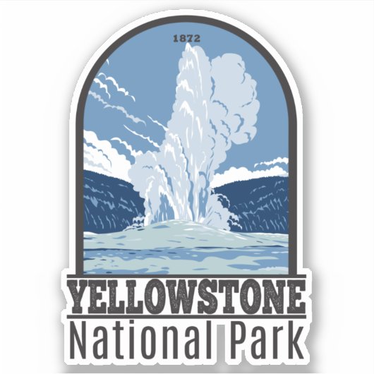 Yellowstone National Park Old Faithful Vintage Sticker (Voorkant)