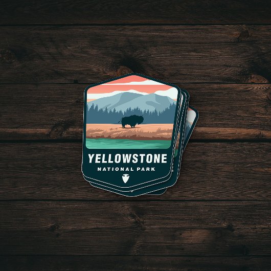Yellowstone National Park Retro | Afgesneden Stick Sticker