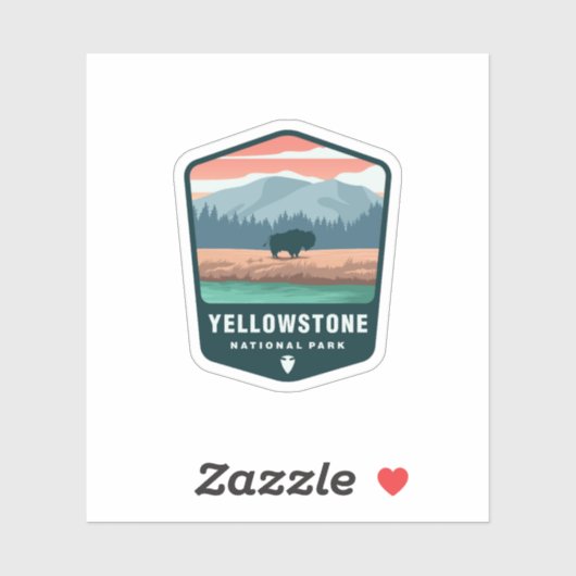 Yellowstone National Park Retro | Afgesneden Stick Sticker (Vel)