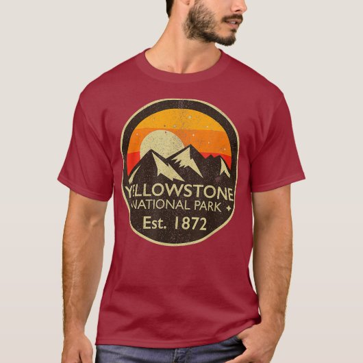 Yellowstone National Park Retro Camping T-shirt (Voorkant)