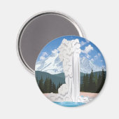 Yellowstone National Park Retro Old Faithful Magneet (Voorkant / Achterkant)