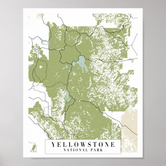 Yellowstone National Park Retro Street Map Poster (Voorkant)