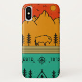 Yellowstone National Park Retro Wyoming USA Bison Case-Mate iPhone Case (Achterkant)