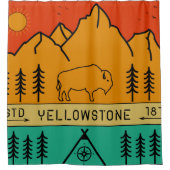 Yellowstone National Park Retro Wyoming USA Bison Douchegordijn (Voorkant)
