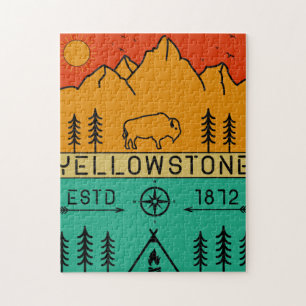 Yellowstone National Park Retro Wyoming USA Bison Legpuzzel