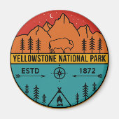 Yellowstone National Park Retro Wyoming USA Bison Magneet (Voorkant)