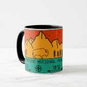 Yellowstone National Park Retro Wyoming USA Bison Mok (Voorkant links)