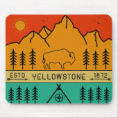 Yellowstone National Park Retro Wyoming USA Bison Muismat (Voorkant)