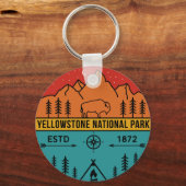 Yellowstone National Park Retro Wyoming USA Bison Sleutelhanger (Voorkant)