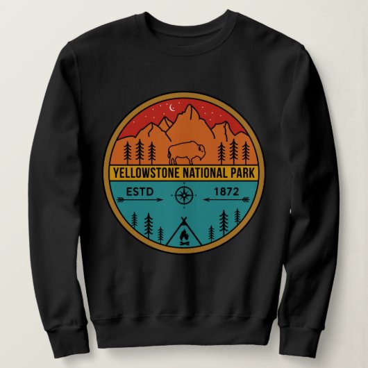 Yellowstone National Park Retro Wyoming USA Bison Trui (Design voorkant)