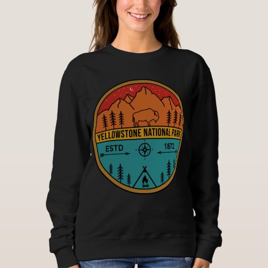 Yellowstone National Park Retro Wyoming USA Bison Trui (Voorkant)