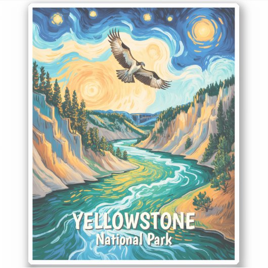Yellowstone National Park River Colorful Bird Art Sticker (Voorkant)
