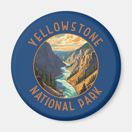 Yellowstone National Park River Distress Circle Magneet (Voorkant)