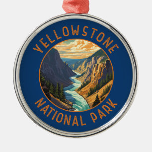 Yellowstone National Park River Distress Circle Metalen Ornament