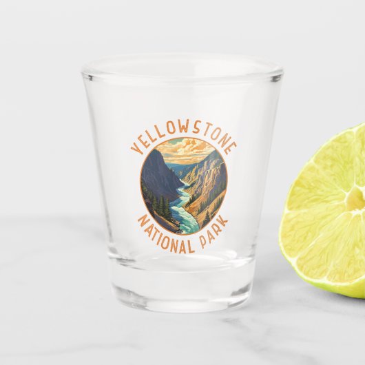 Yellowstone National Park River Distress Circle Shot Glas (Voorkant)