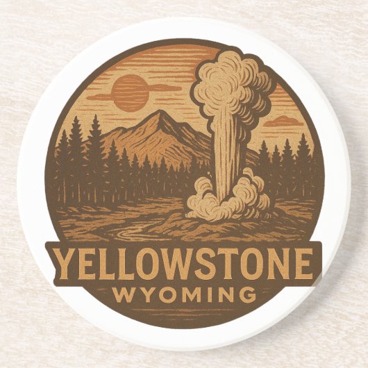 Yellowstone National Park Round Stone Onderzetter (Voorkant)