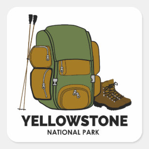 Yellowstone National Park rugzak Vierkante Sticker