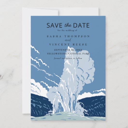 Yellowstone National Park Save The Date Retro Kaart (Voorkant)