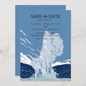 Yellowstone National Park Save The Date Retro Kaart (Voorkant / Achterkant)