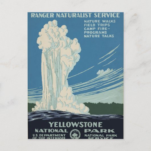 Yellowstone National Park Service Briefkaart (Voorkant)