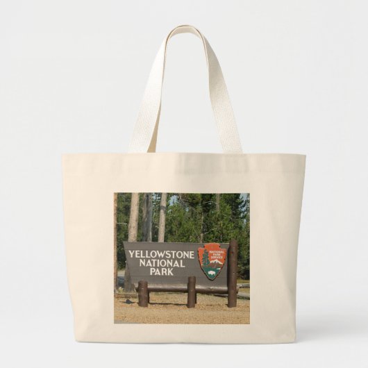 Yellowstone National Park, sign, Wyoming, U.S. Grote Tote Bag (Voorkant)