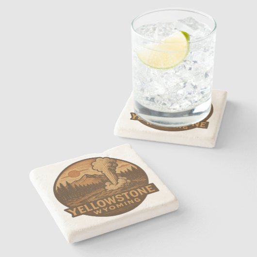 Yellowstone National Park Stone Onderzetter (Zijkant)